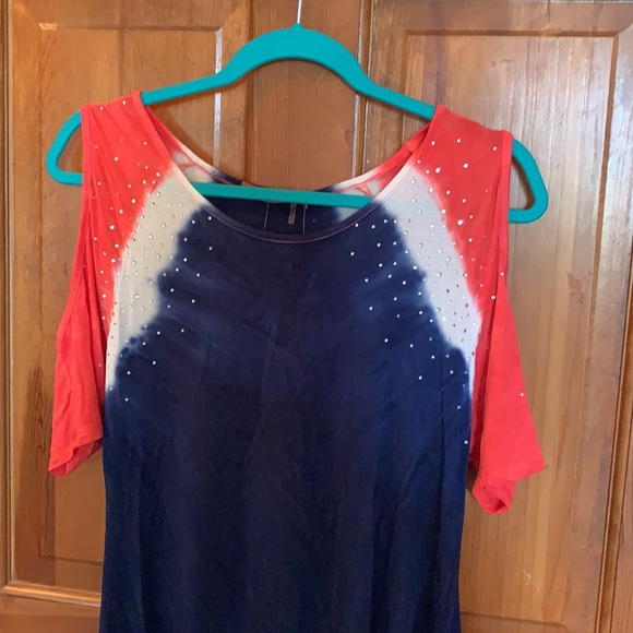 Red , white and blue shirt with rhinestones - Picture 2 of 5